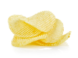 potato chips on white background