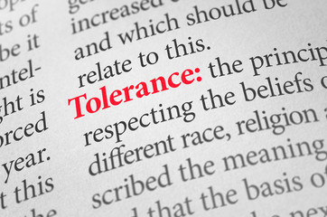 Obraz premium Definition of the word Tolerance in a dictionary