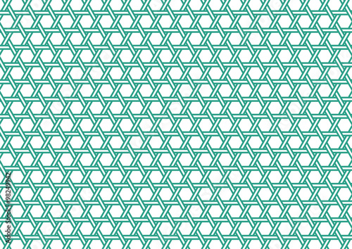 篭目模様 伝統文様 和柄 背景 緑 Wall Mural Wallpaper Murals Osame