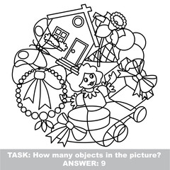 Girl toy mishmash set in vector. 