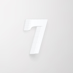 Alphabet collection: wireframe of 3d character 7, vector