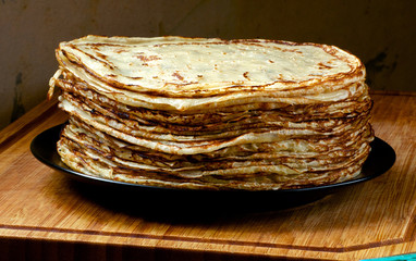 Stack of pancakes on plate