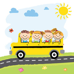 Obraz na płótnie Canvas Children in School Bus