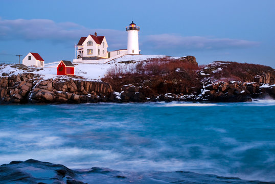 Holiday Spirit at Nubble lighthouse in Maine