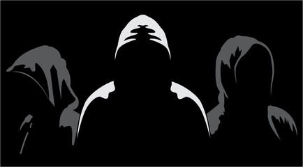 Silhouettes of three anonymous