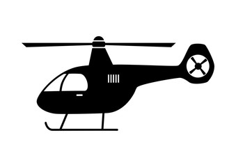 Black helicopter icon on white background