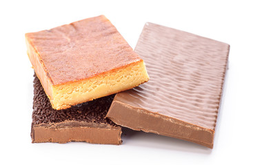 nougat tablets on white background