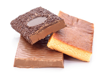 nougat tablets on white background