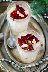 the panna cotta  with plum sauce