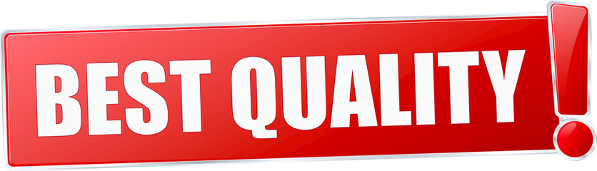 modern red best quality vector sign in red with metallic border and a exclamation mark