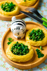potato nests  with a green peas