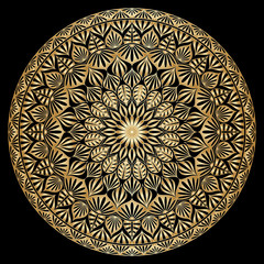 Vector gold round ornament.