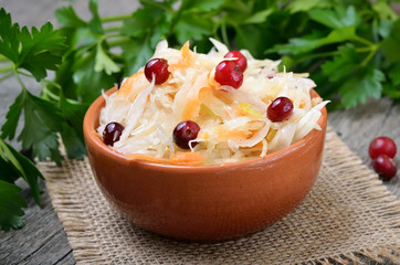 Salad with cabbage, carrots and cranberries