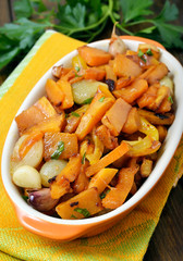 Stewed vegetables in ceramic bowl
