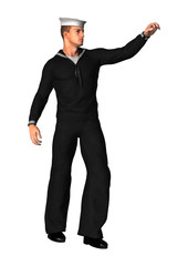 Young Seaman on White