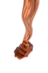 Chocolate flow isolated on white background close up