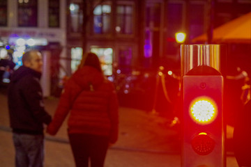 Couple at Amsterdam's Red Light Street. 