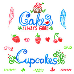 Collection of handwritten vintage retro bakery logo labels. Vect