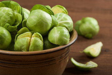 Brussels sprout on wooden background