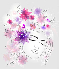 Girl with flowers on her head