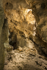 Sun beam in cave and Sun rays in phetchaburi Thailand