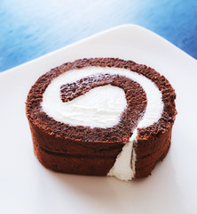Dark chocolate roll cake