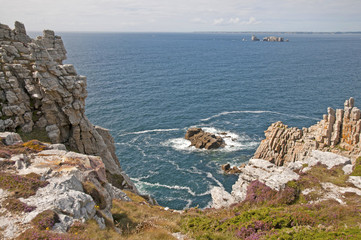 Cliffs along the coast of Brittany in summer