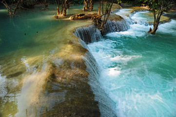 Small waterfall in the Laos jungle