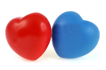 Le cœur rouge et le  cœur  bleu