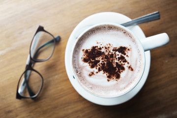 Coffee cup with glasses