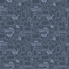 Seamless pattern hand drawn sketch icons for business,internet a