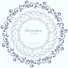 Decorative round frame. Abstract vector floral ornament.