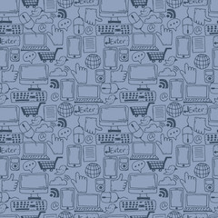 Seamless pattern hand drawn sketch icons for business,internet a