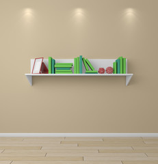 3d rendered bookshelf.