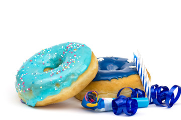 blue donuts on a white background