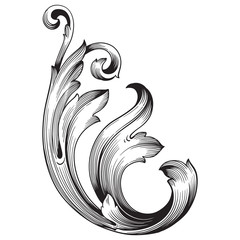 Vintage baroque frame engraving scroll ornament