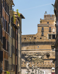 Castle of the Holy Angel through buildings