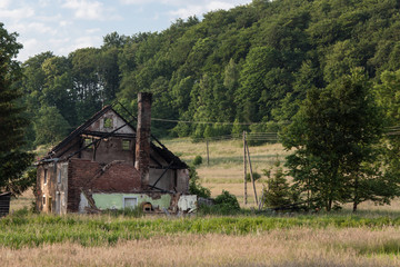 Old burned and abandoned house. Country: Poland, Village: Swidnik, Place: Sudeten Western