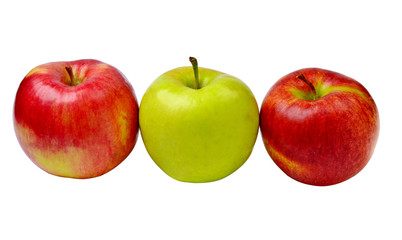 red and green apples isolated