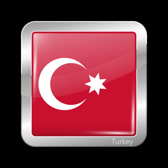 Ottoman Empire Variant Flag. Metallic Icon Square Shape