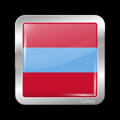 Ottoman Empire Variant Flag. Metallic Icon Square Shape