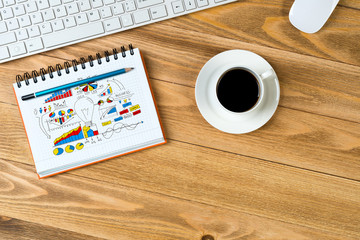 Business workplace with stuff