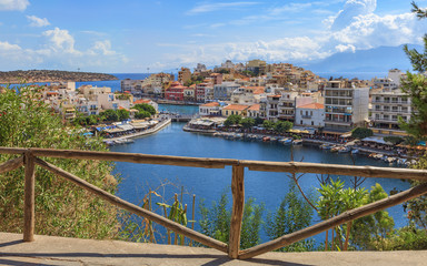 Obraz premium View over Agios Nikolaos from viewpoint, Crete