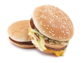 Large hamburger on a white background