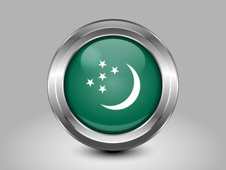 Turkmenistan Variant Flag. Metal Round Icon