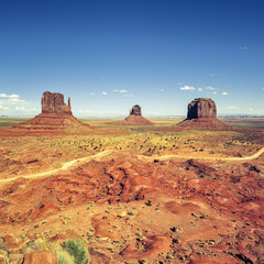 Monument valley under blue sky