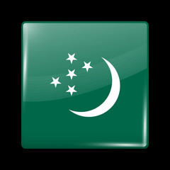 Turkmenistan Variant Flag. Glassy Icon Square Shape