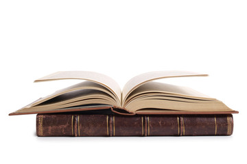 Large old book on white background