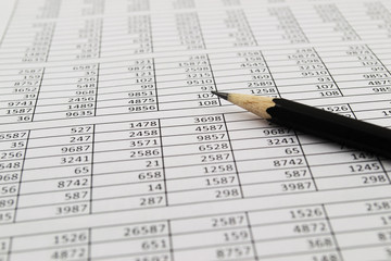 Fototapeta premium The figures in the table written in pencil 