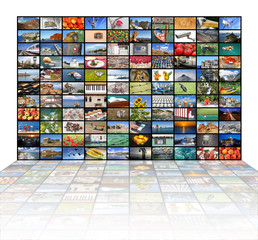 Fototapeta na wymiar Big video wall of the TV screen